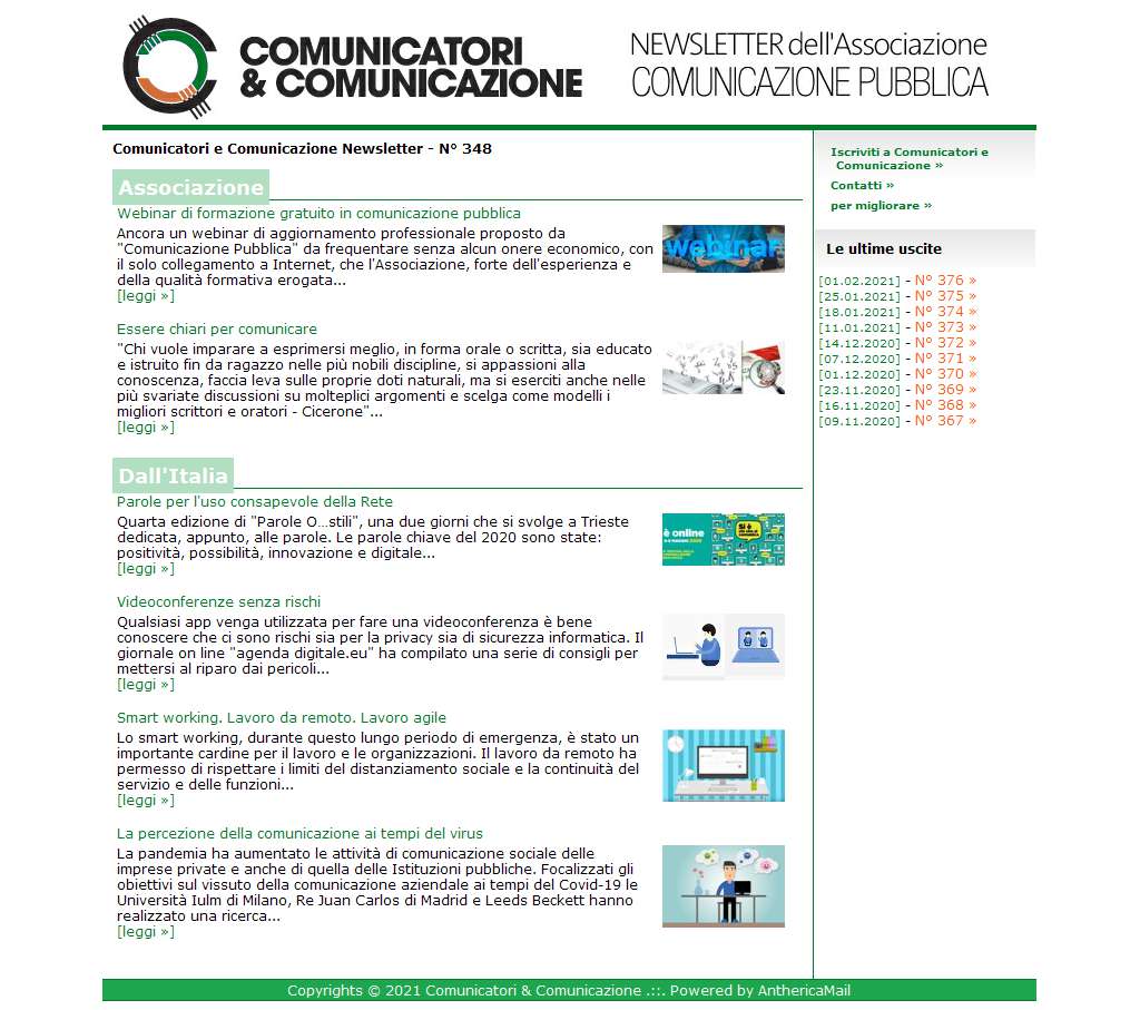 Comunicatori e Comunicazione n� 348 - 18 maggio 2020