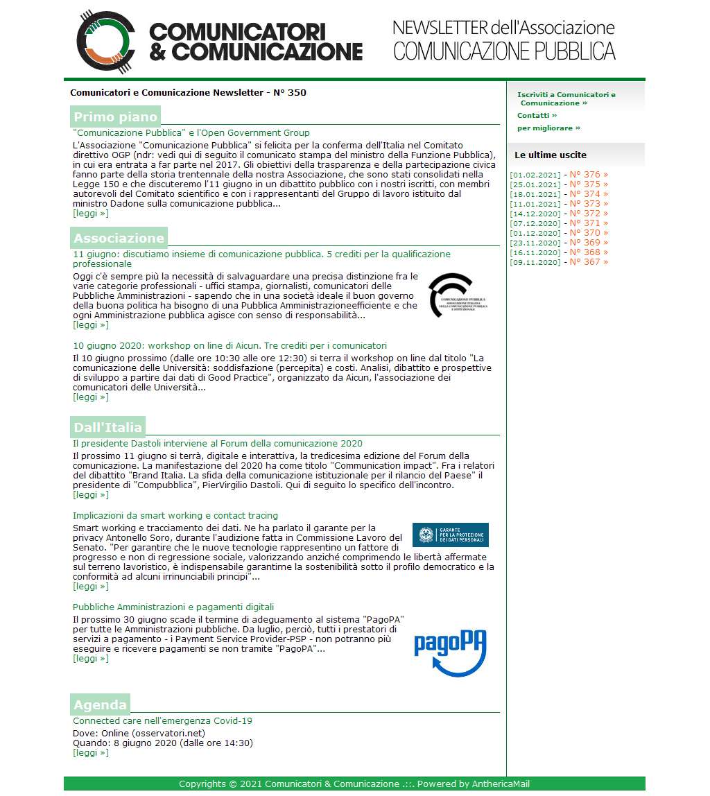 Comunicatori e Comunicazione n� 350 - 1 giugno 2020