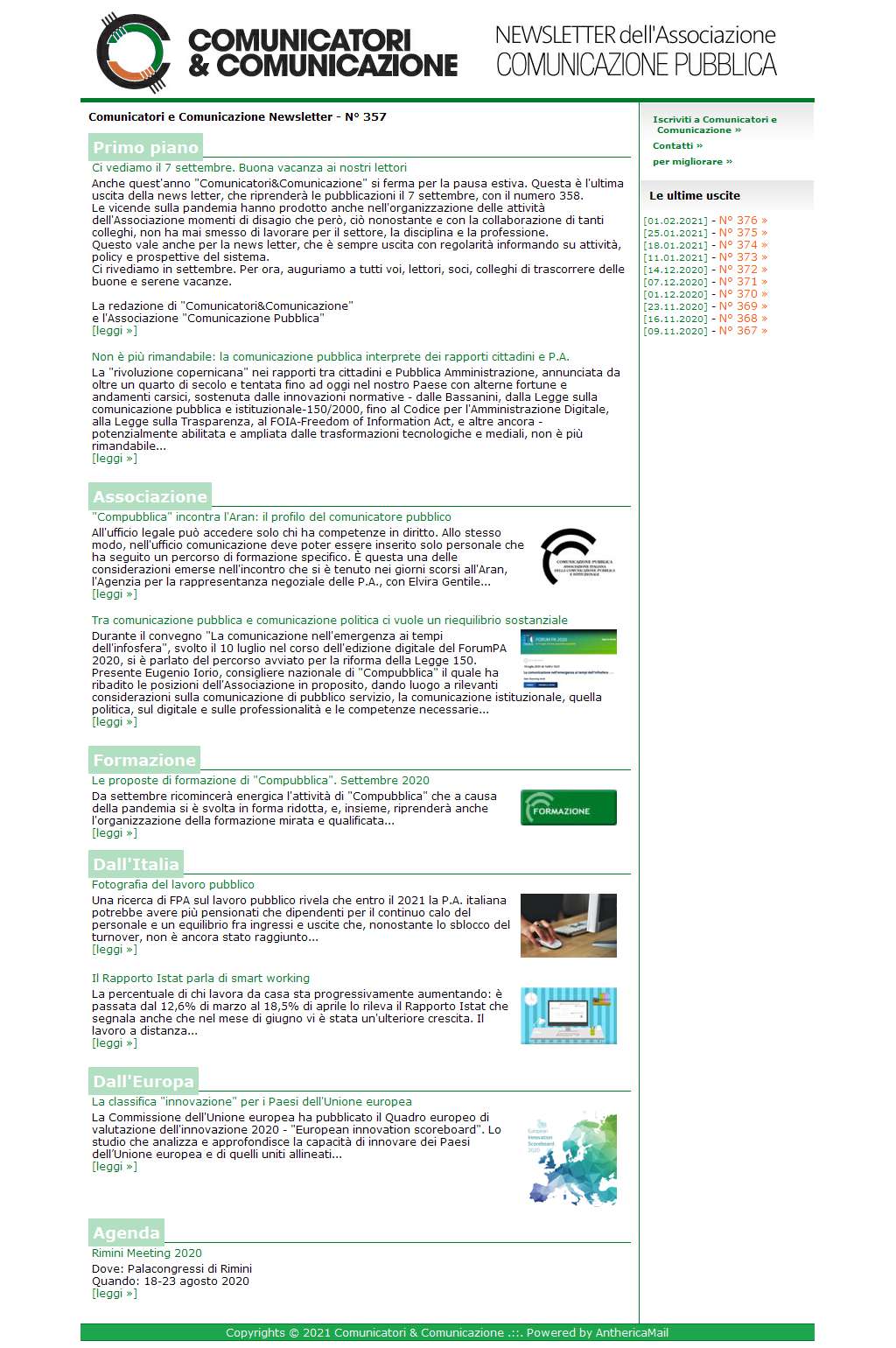 Comunicatori e Comunicazione n� 357 - 20 luglio 2020