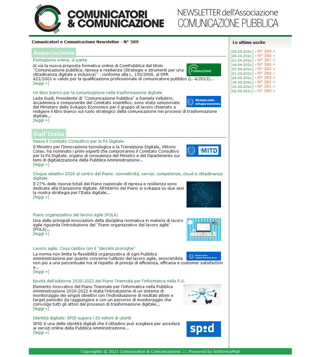 Comunicatori e Comunicazione n� 389 - 5 maggio 2021