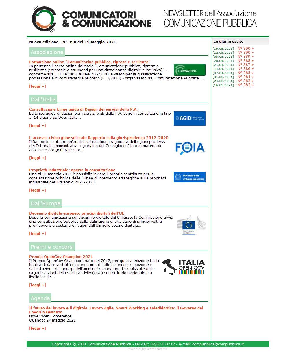 Comunicatori e Comunicazione n� 391 - 19 maggio 2021