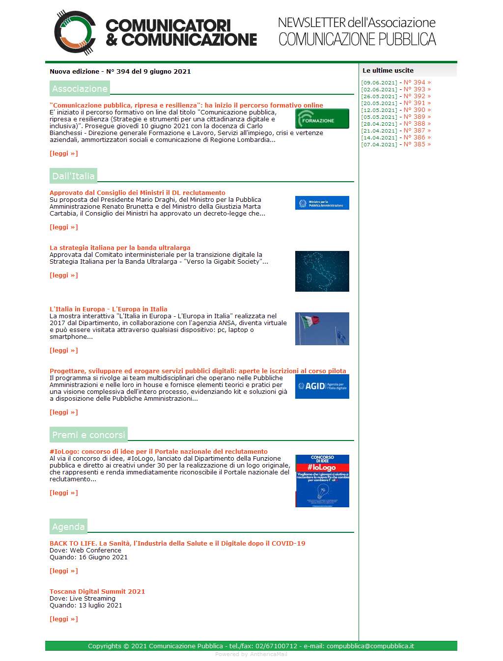 Comunicatori e Comunicazione n� 394 - 9 giugno 2021