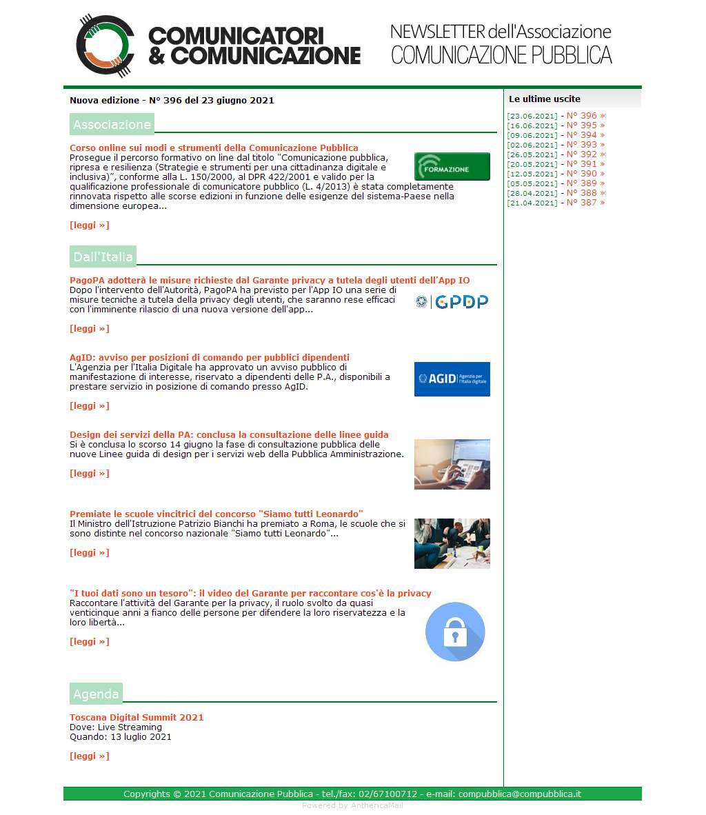 Comunicatori e Comunicazione n� 396 - 23 giugno 2021