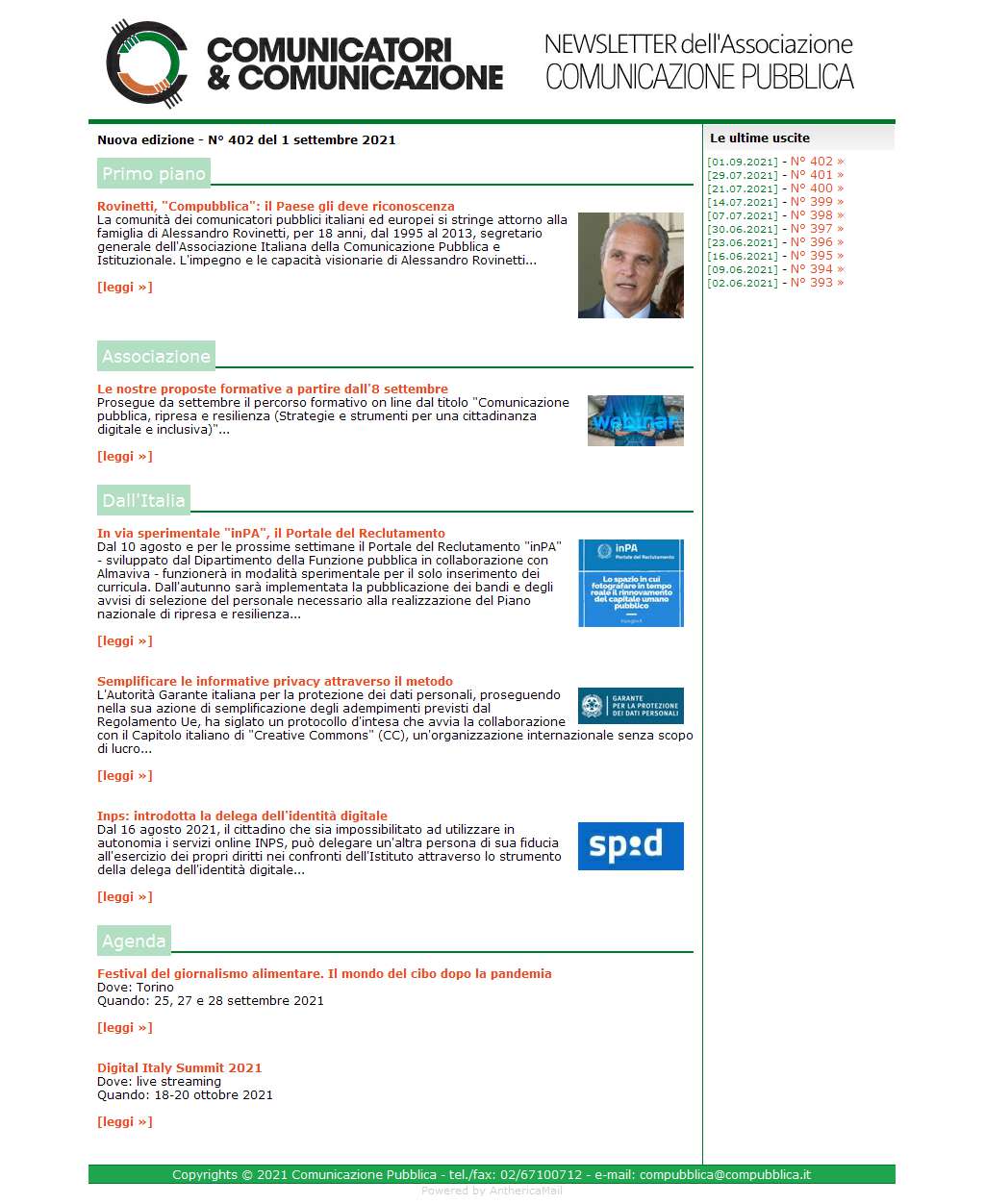 Comunicatori e Comunicazione n� 402 - 1 settembre 2021