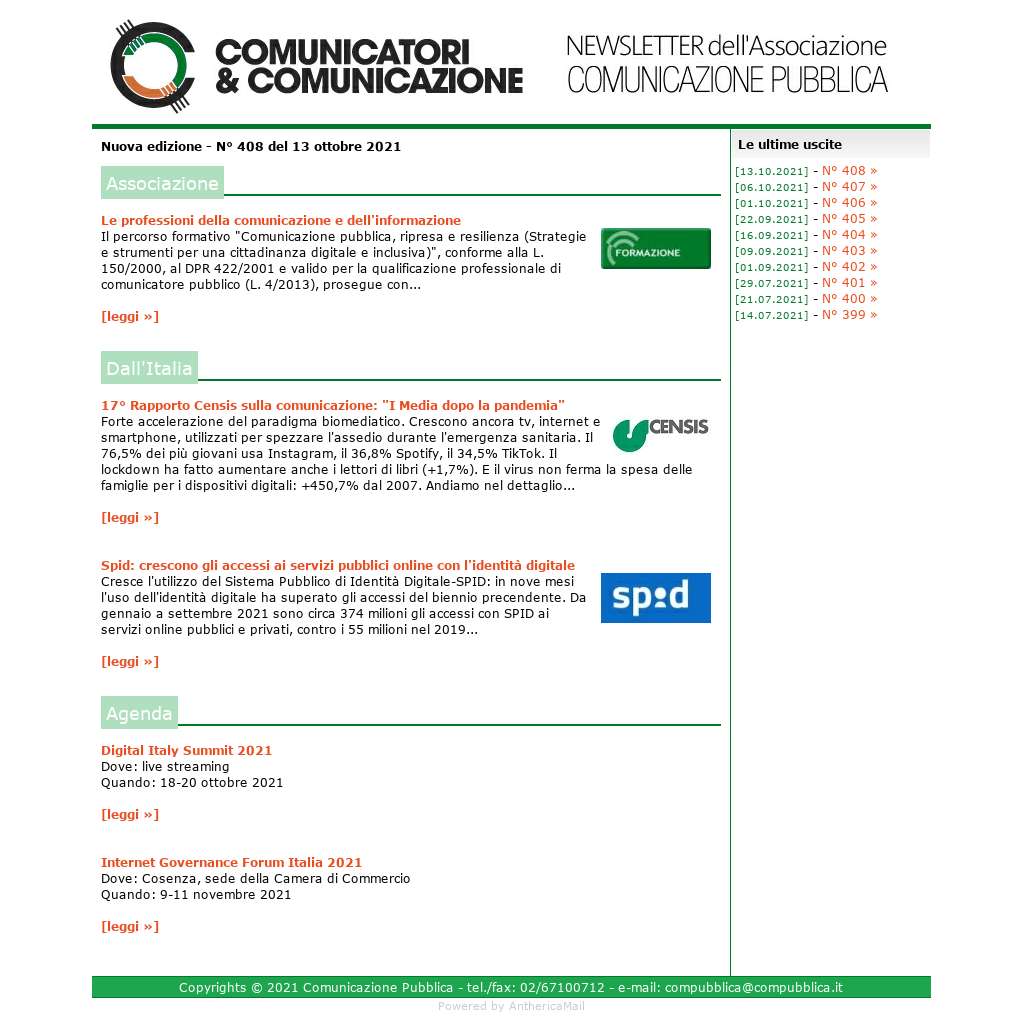 Comunicatori e Comunicazione n� 408 - 13 ottobre 2021