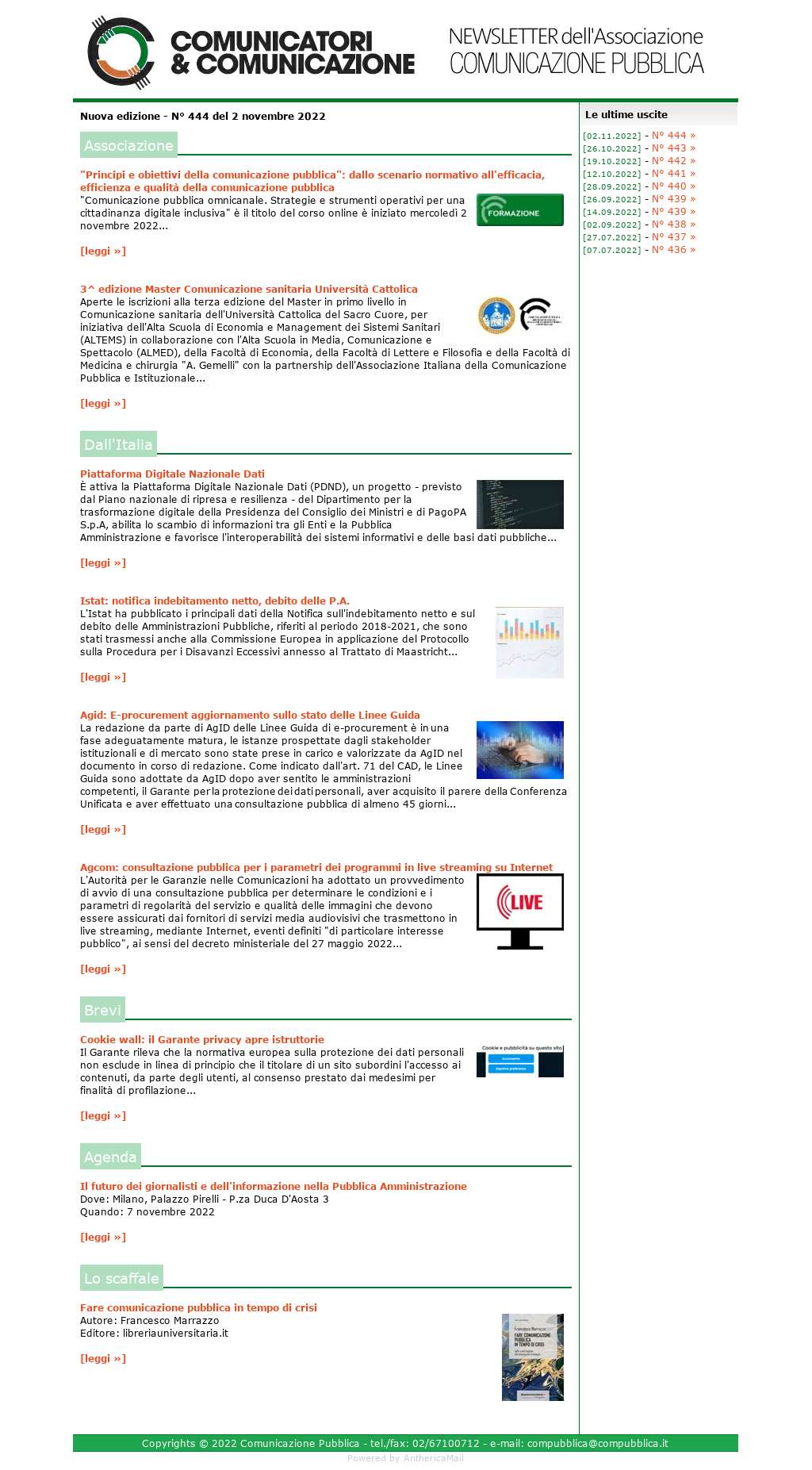 Comunicatori e Comunicazione n� 444 - 2 novembre 2022