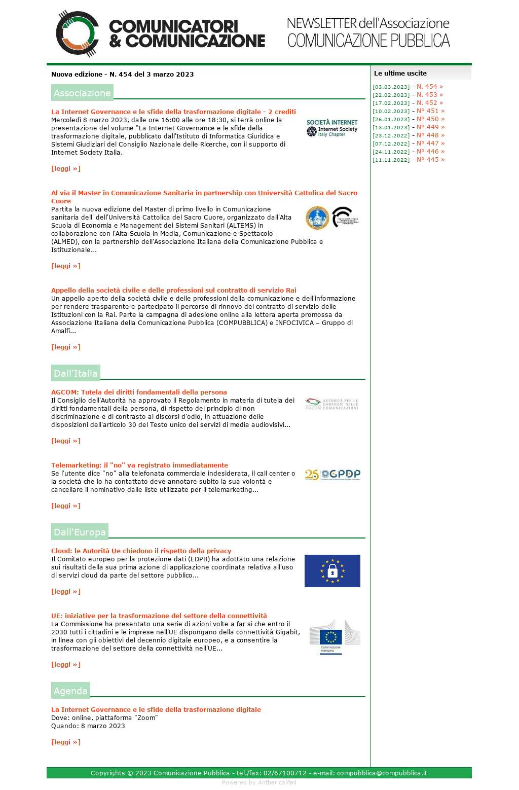 Comunicatori e Comunicazione n� 454 - 3 marzo 2023
