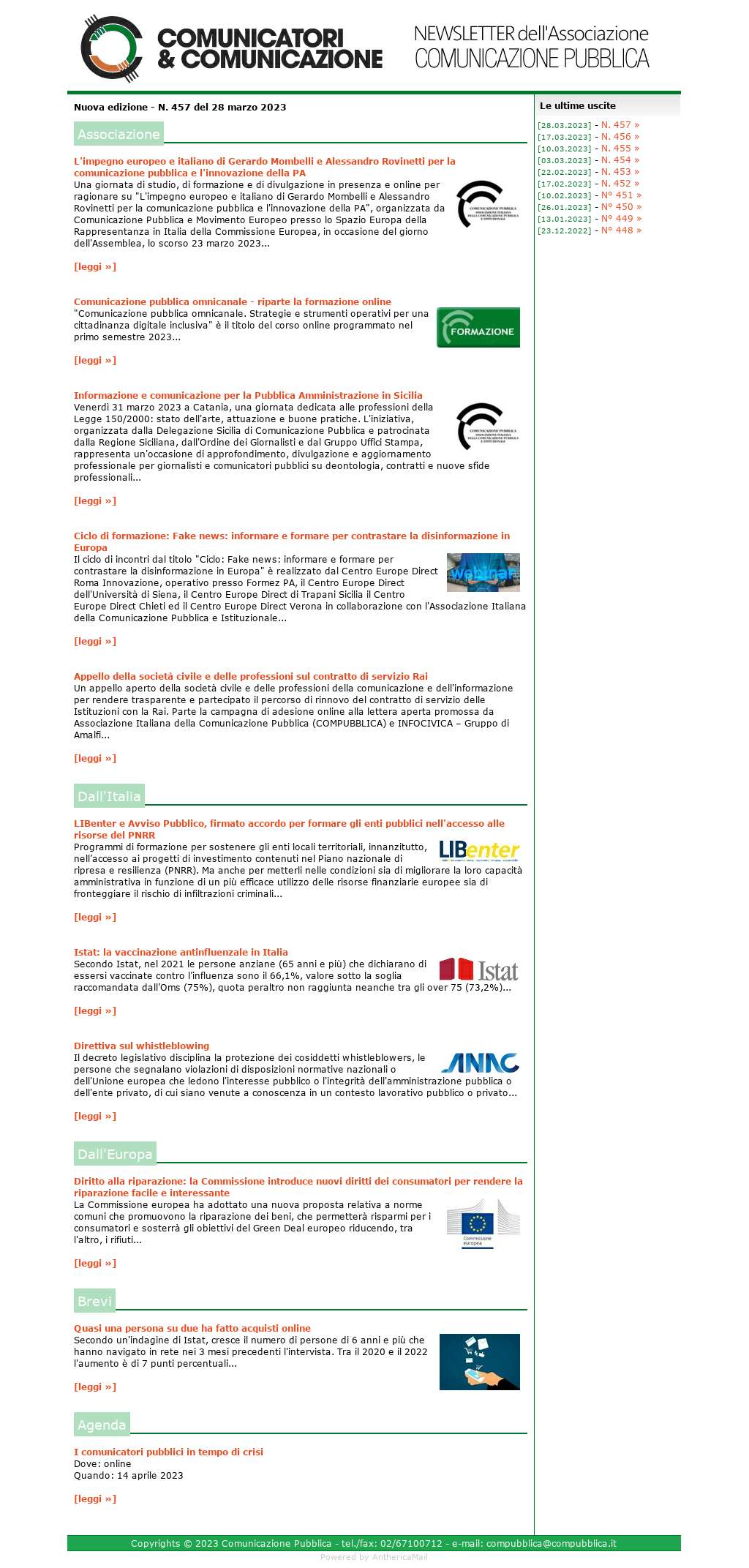 Comunicatori e Comunicazione n� 457 - 28 marzo 2023