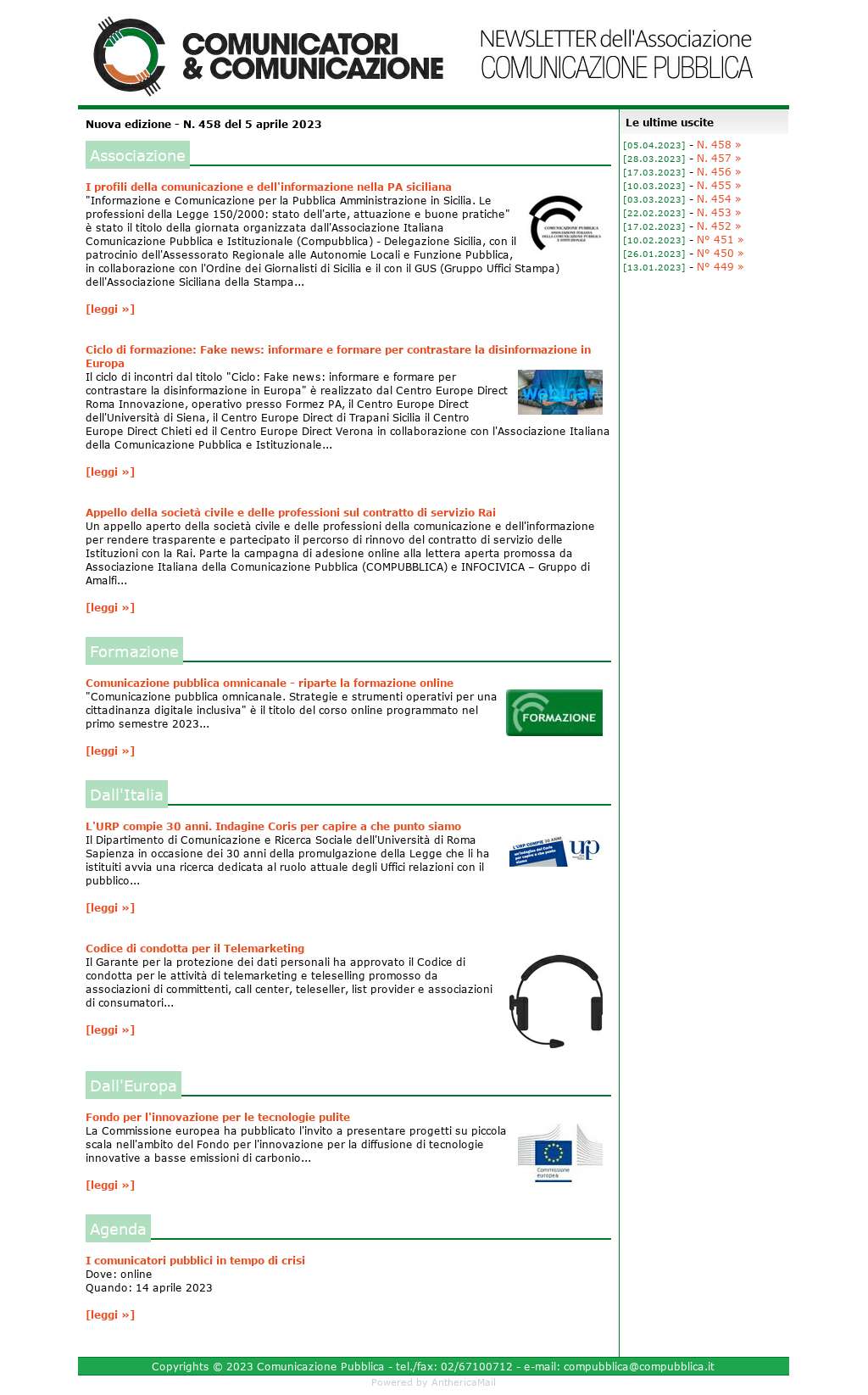 Comunicatori e Comunicazione n� 458 - 5 aprile 2023