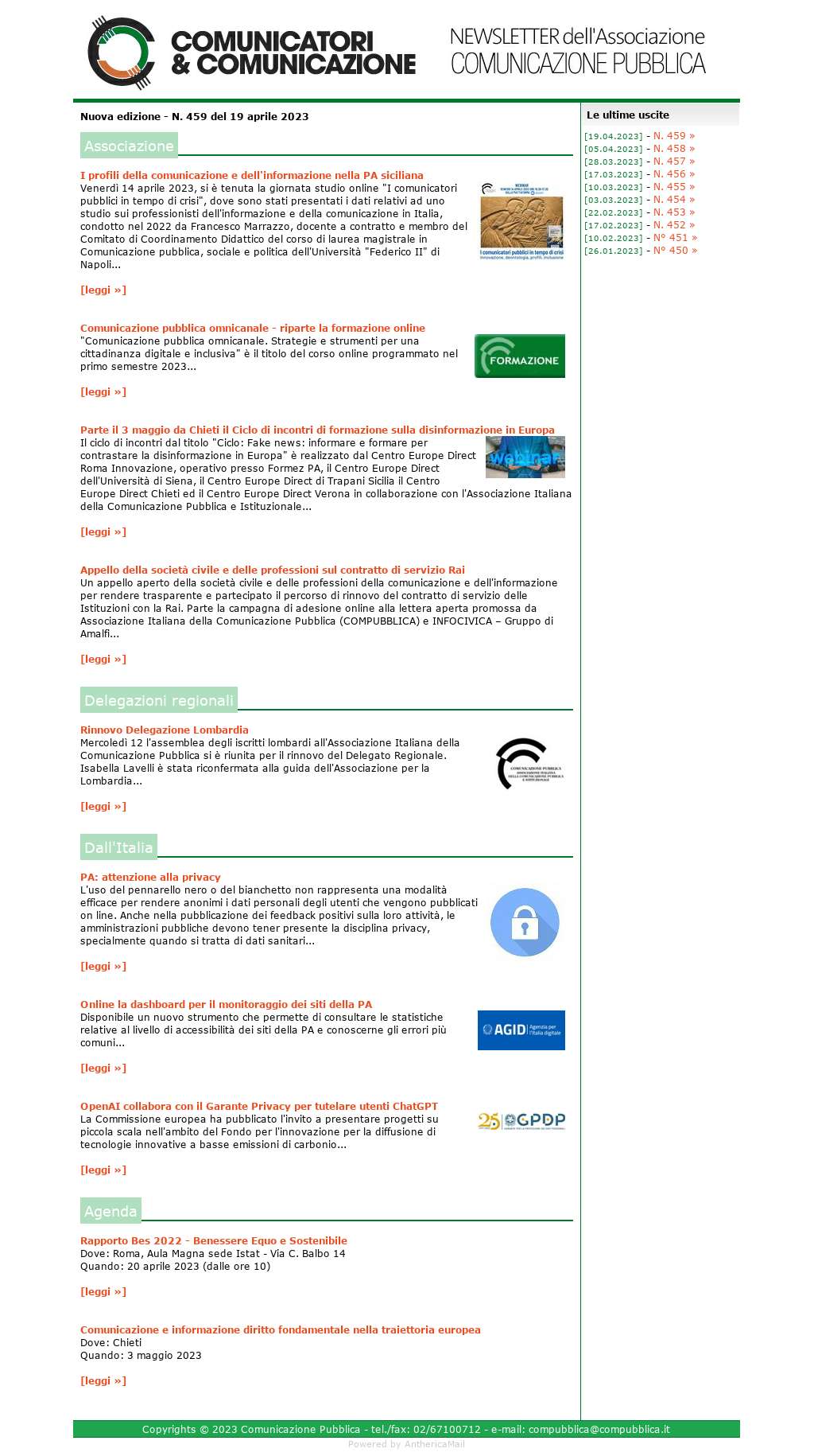 Comunicatori e Comunicazione n� 459 - 19 aprile 2023