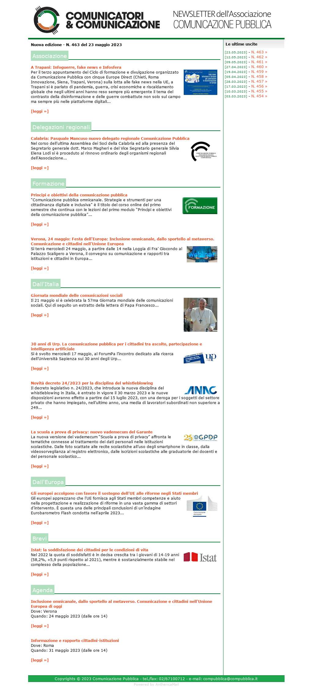Comunicatori e Comunicazione n� 463 - 23 maggio 2023