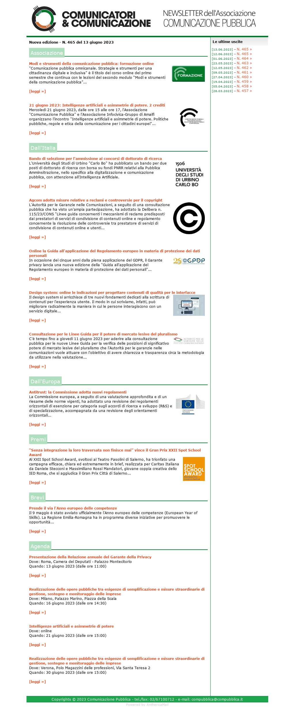 Comunicatori e Comunicazione n� 465 - 9 giugno 2023