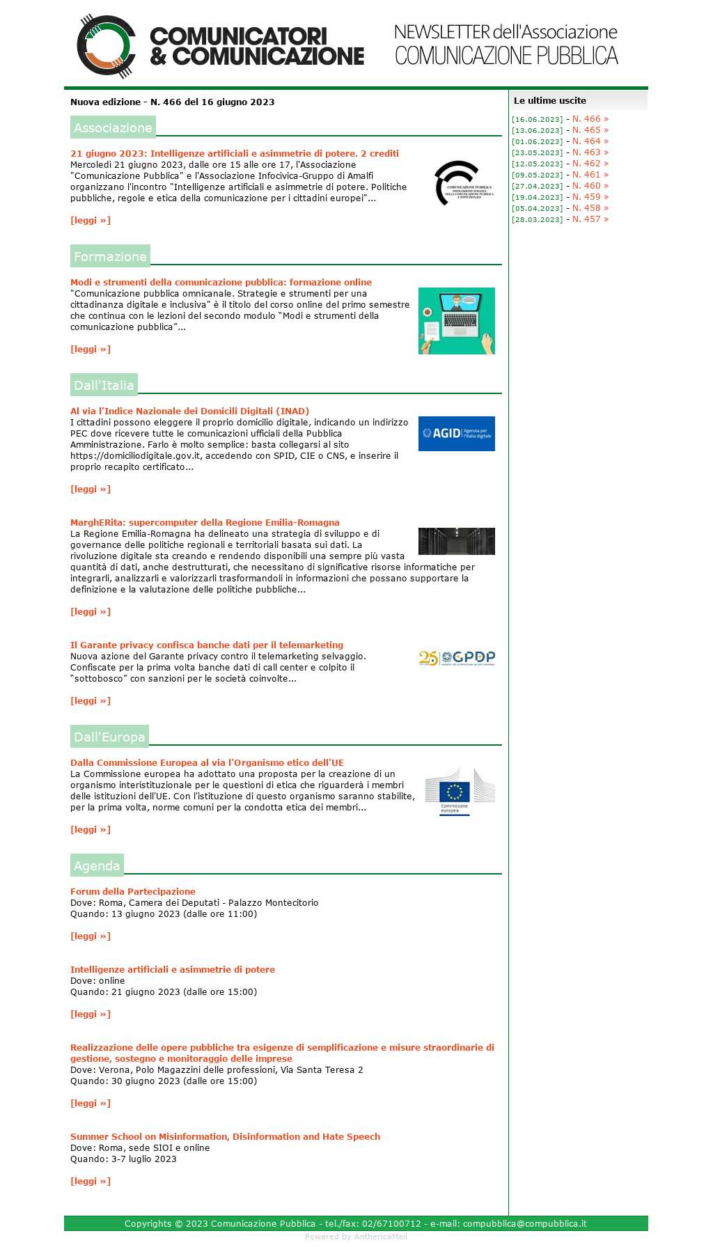 Comunicatori e Comunicazione n� 466 - 16 giugno 2023