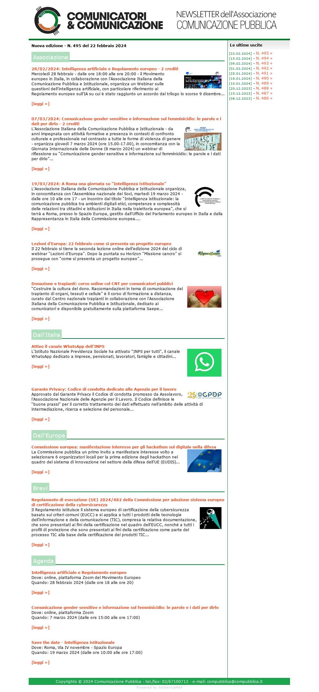 Comunicatori e Comunicazione n� 495- 22 febbraio 2024