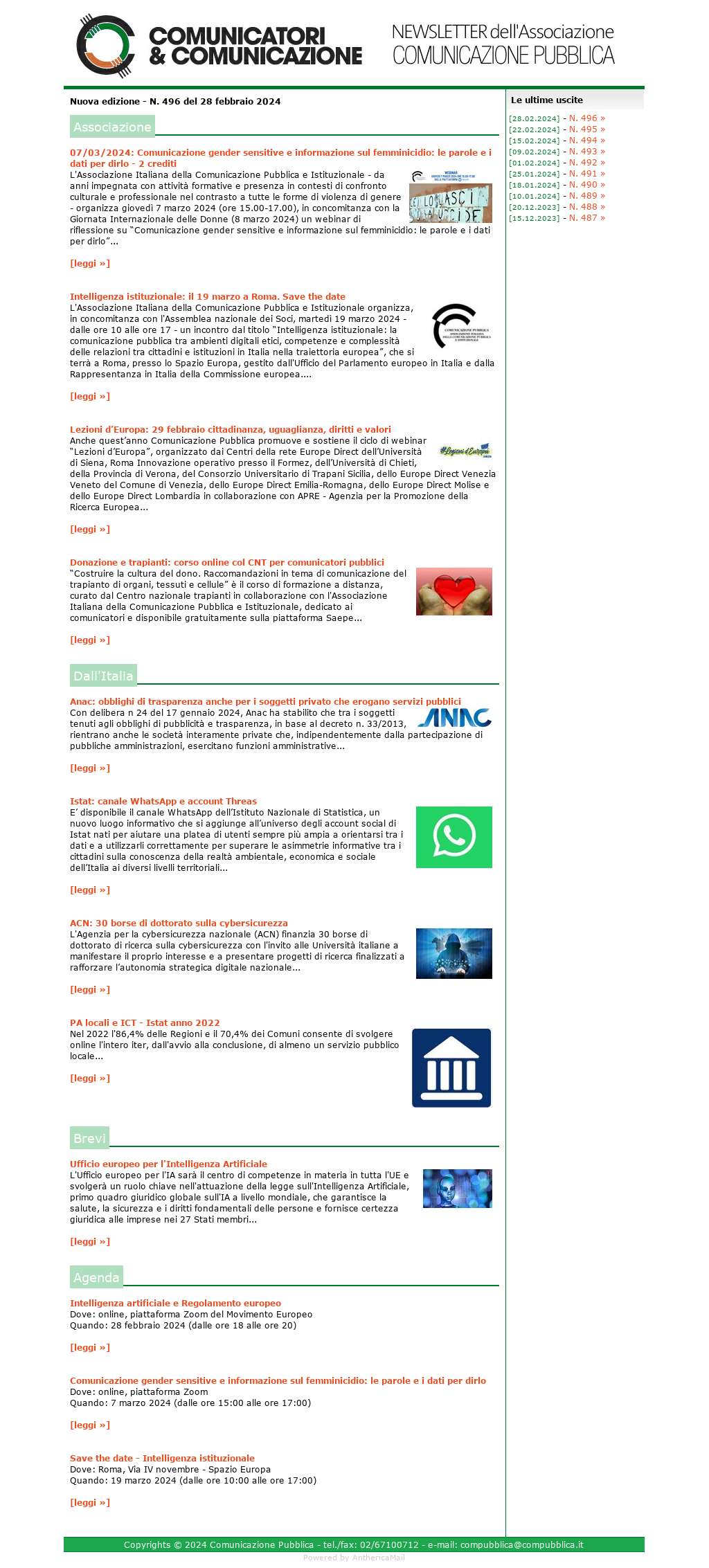 Comunicatori e Comunicazione n� 496- 28 febbraio 2024