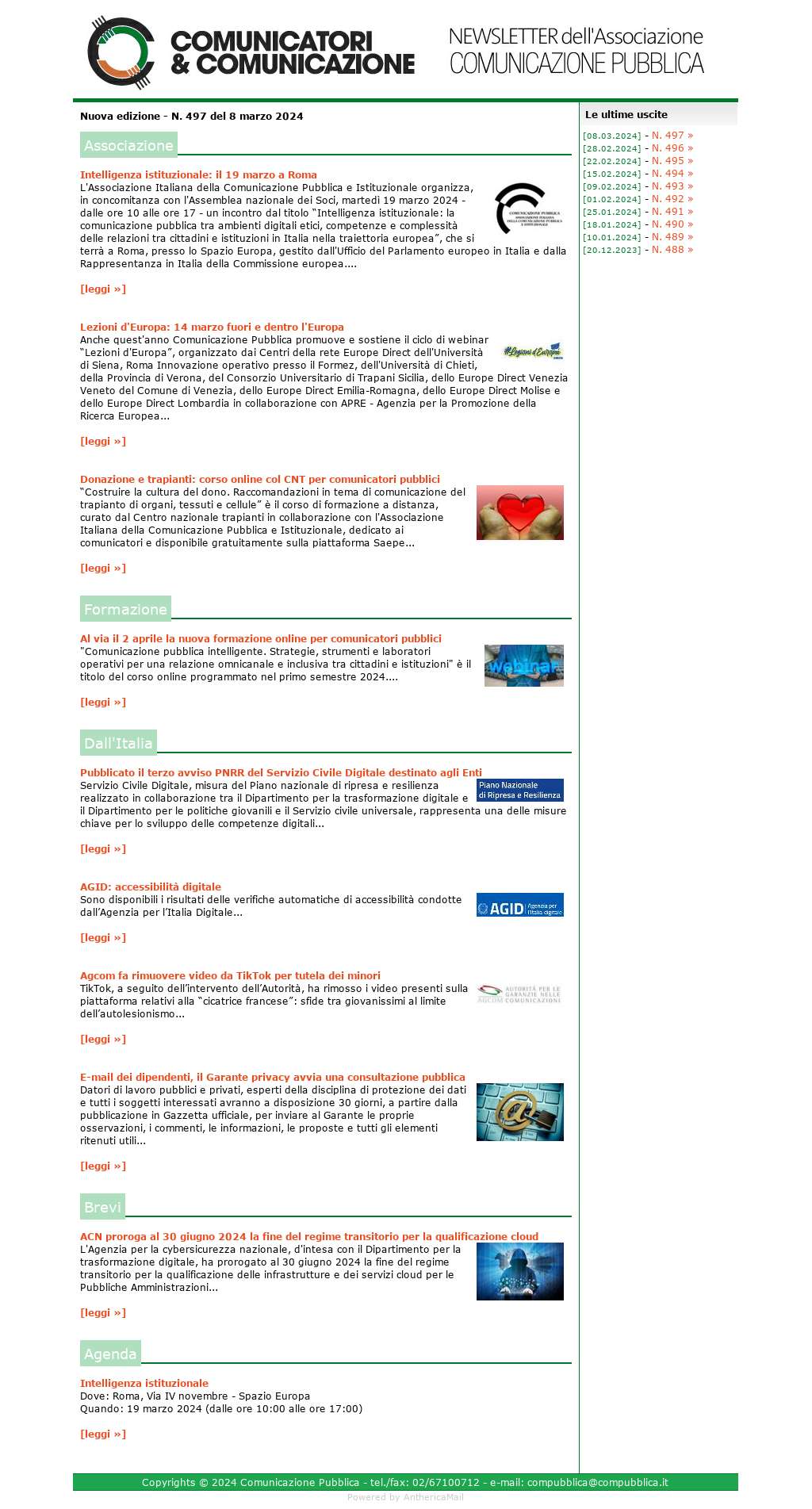 Comunicatori e Comunicazione n� 497- 8 marzo 2024