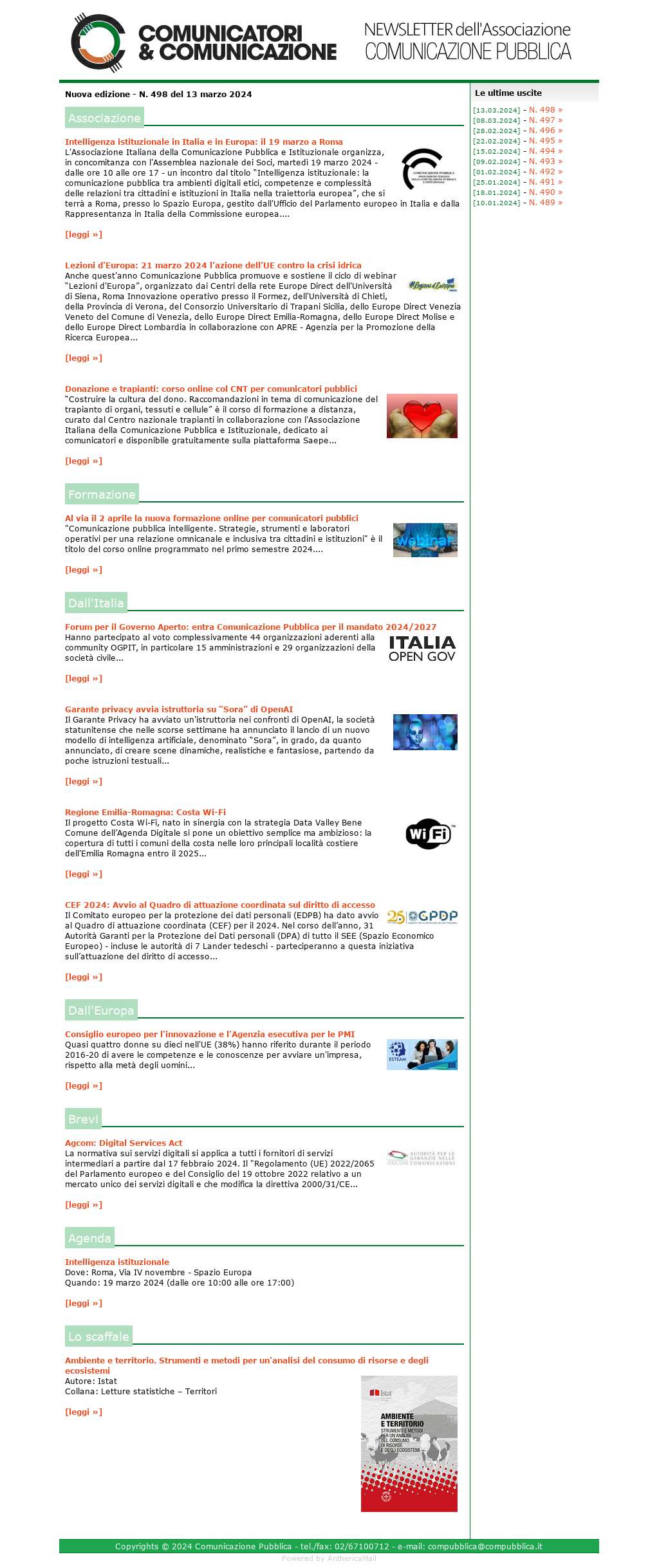 Comunicatori e Comunicazione n� 498- 13 marzo 2024