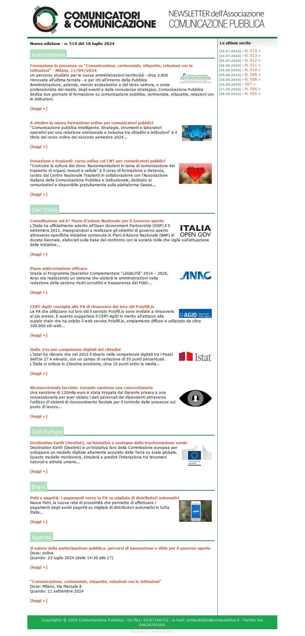 Comunicatori e Comunicazione n� 514 - 18 luglio 2024