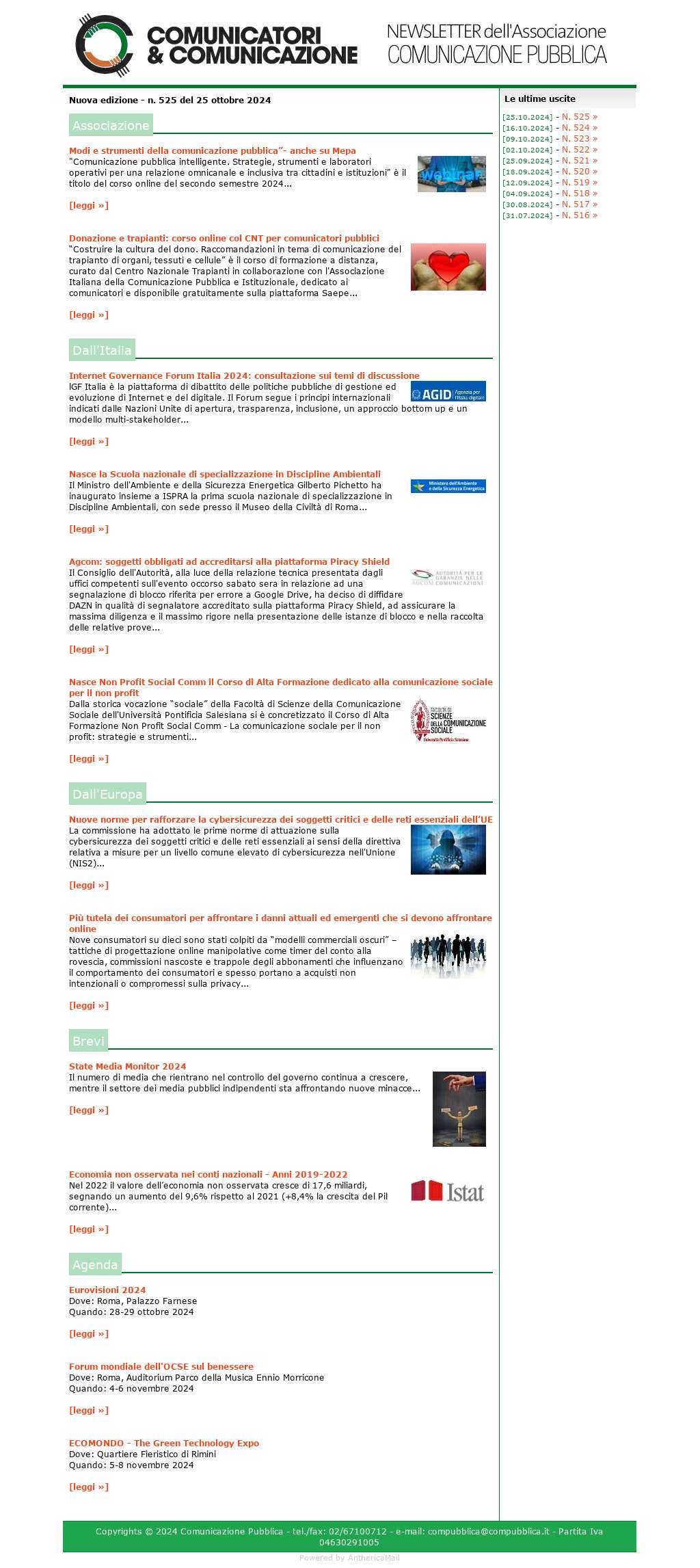 Comunicatori e Comunicazione n� 525 - 25 ottobre 2024