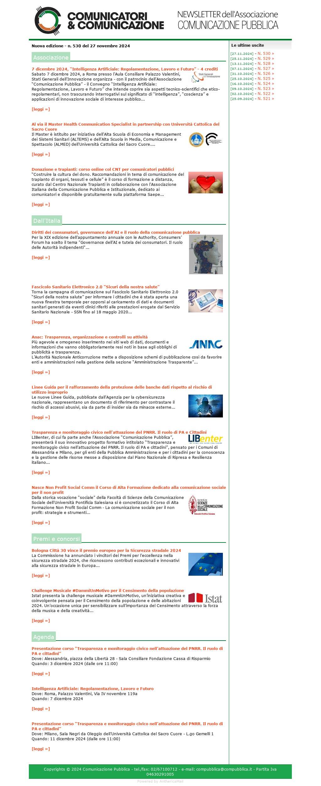 Comunicatori e Comunicazione n� 530 - 27 novembre 2024