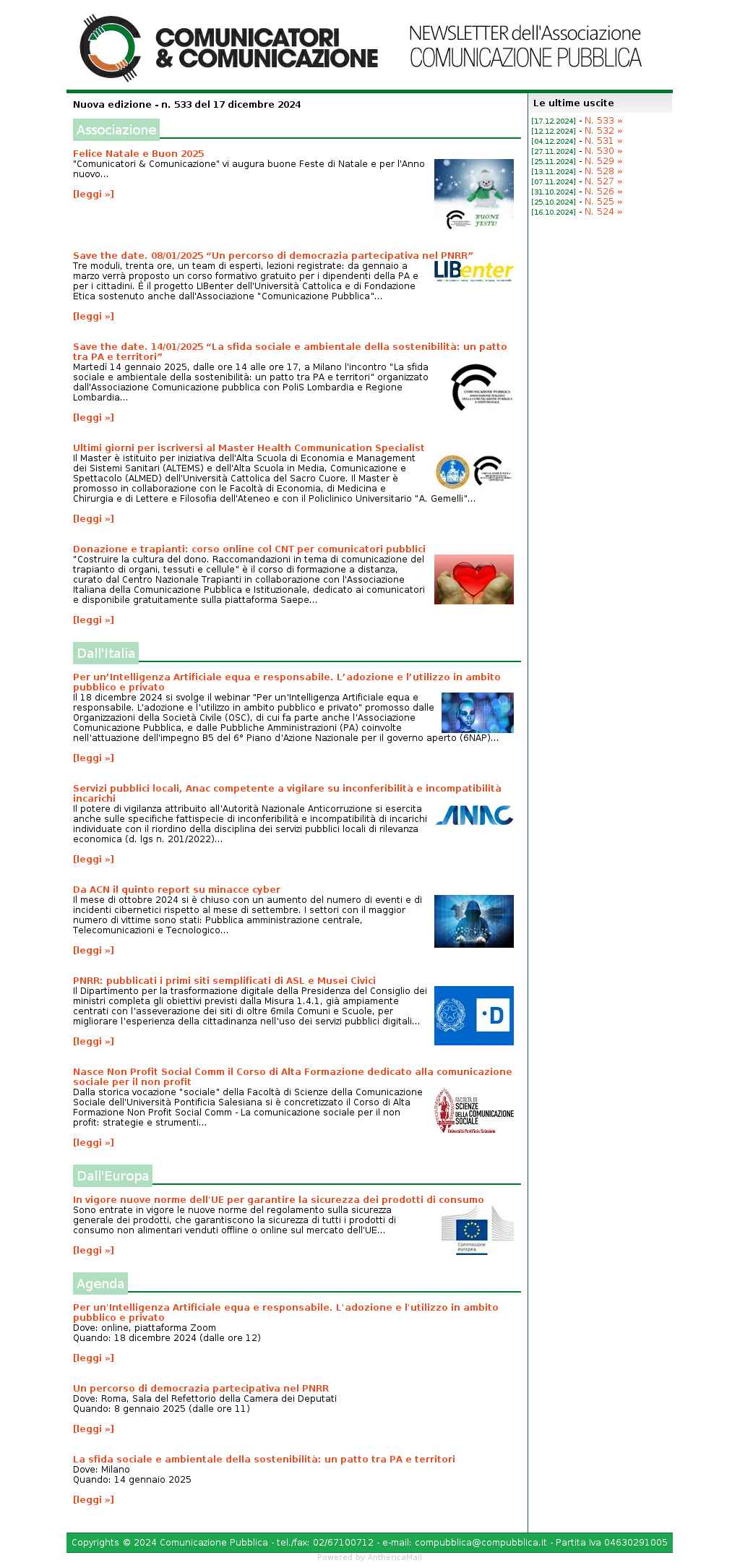 Comunicatori e Comunicazione n� 533 - 17 dicembre 2024