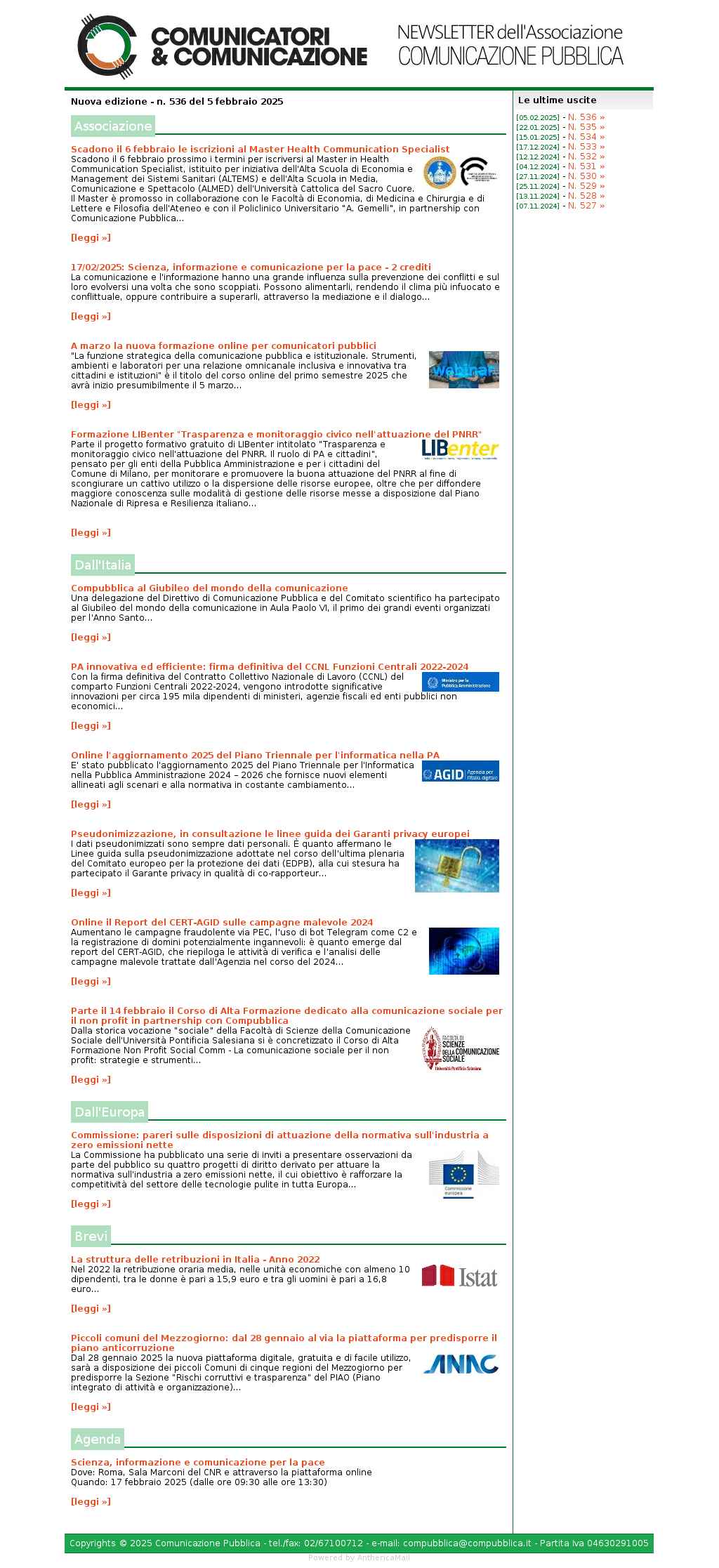 Comunicatori e Comunicazione n� 536 - 5 febbraio 2025