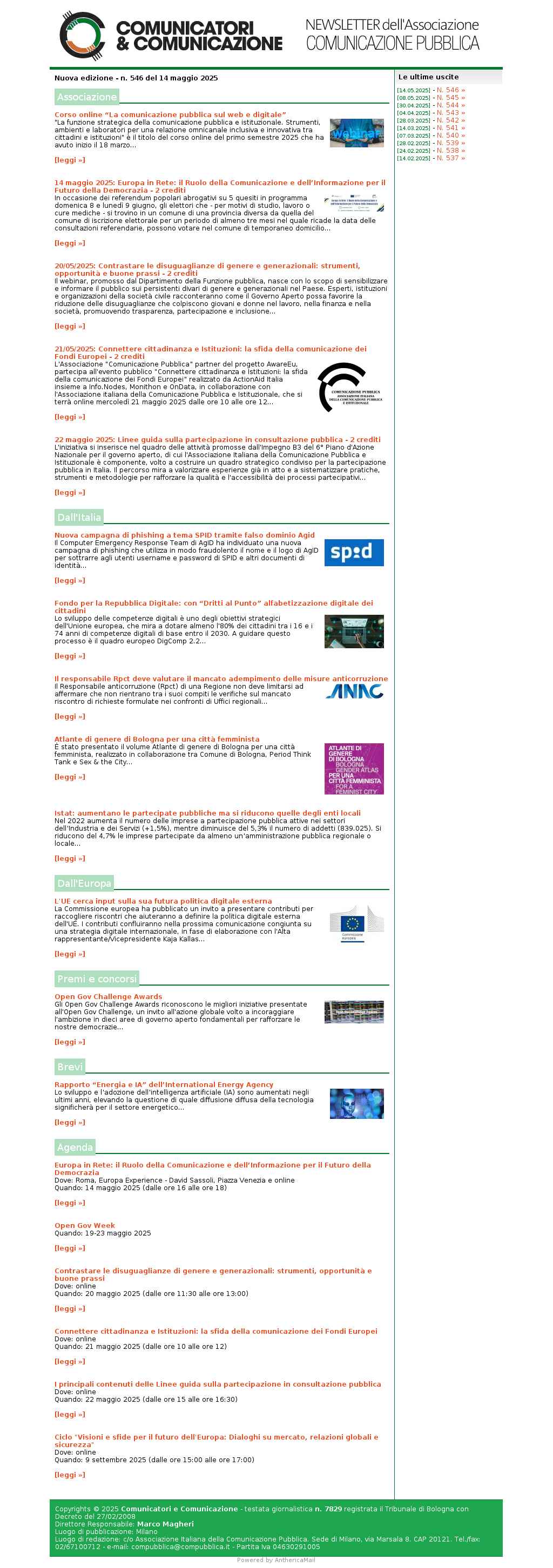 Comunicatori e Comunicazione n� 546 - 14 maggio 2025