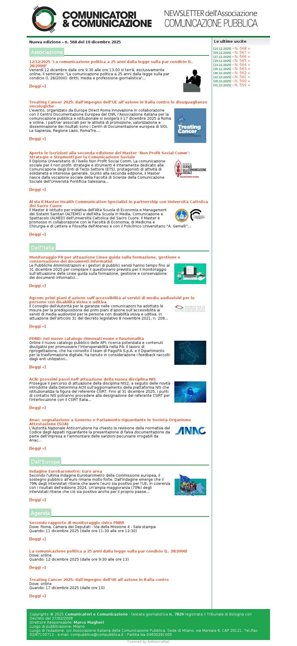 Comunicatori e Comunicazione n� 568 - 10 dicembre 2025